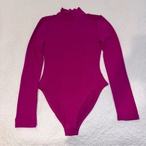 NWT Zenana Mock Neck Bodysuit Magenta